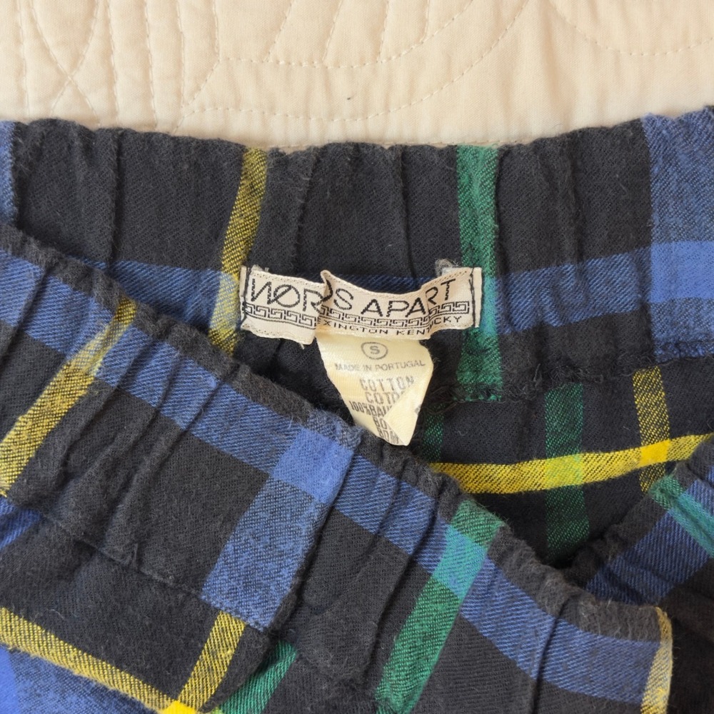 90s Navy Plaid Flannel Maxi Skirt Tartan Pockets Dark Academia Preppy Size S - Picture 6 of 10